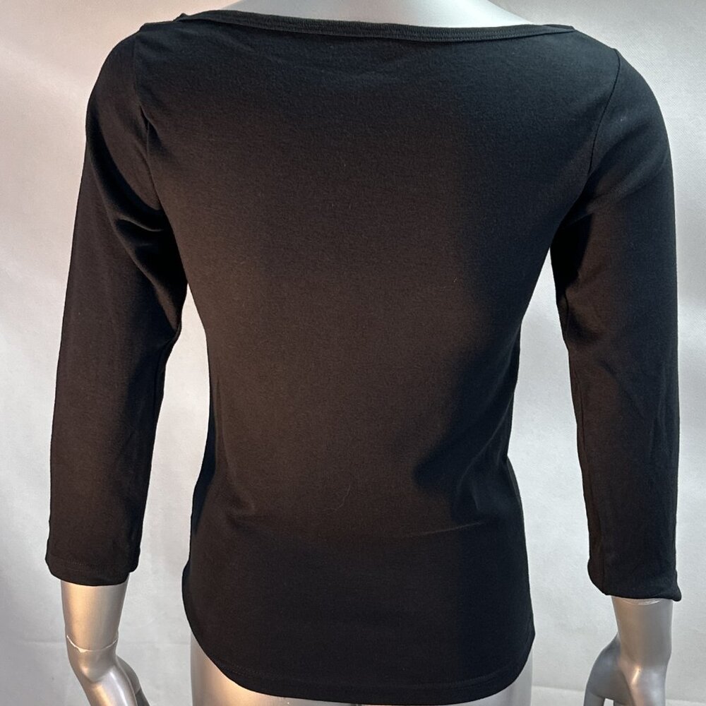 NWOT American Apparel "Baby Rib" 3/4 Sleeve Boat Neck Top #4344 in Black - Picture 4 of 4
